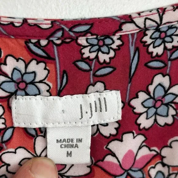 J.Jill Dress Size Medium Floral Button Front V-Neck Sleeveless Cottagecore - Picture 6 of 11